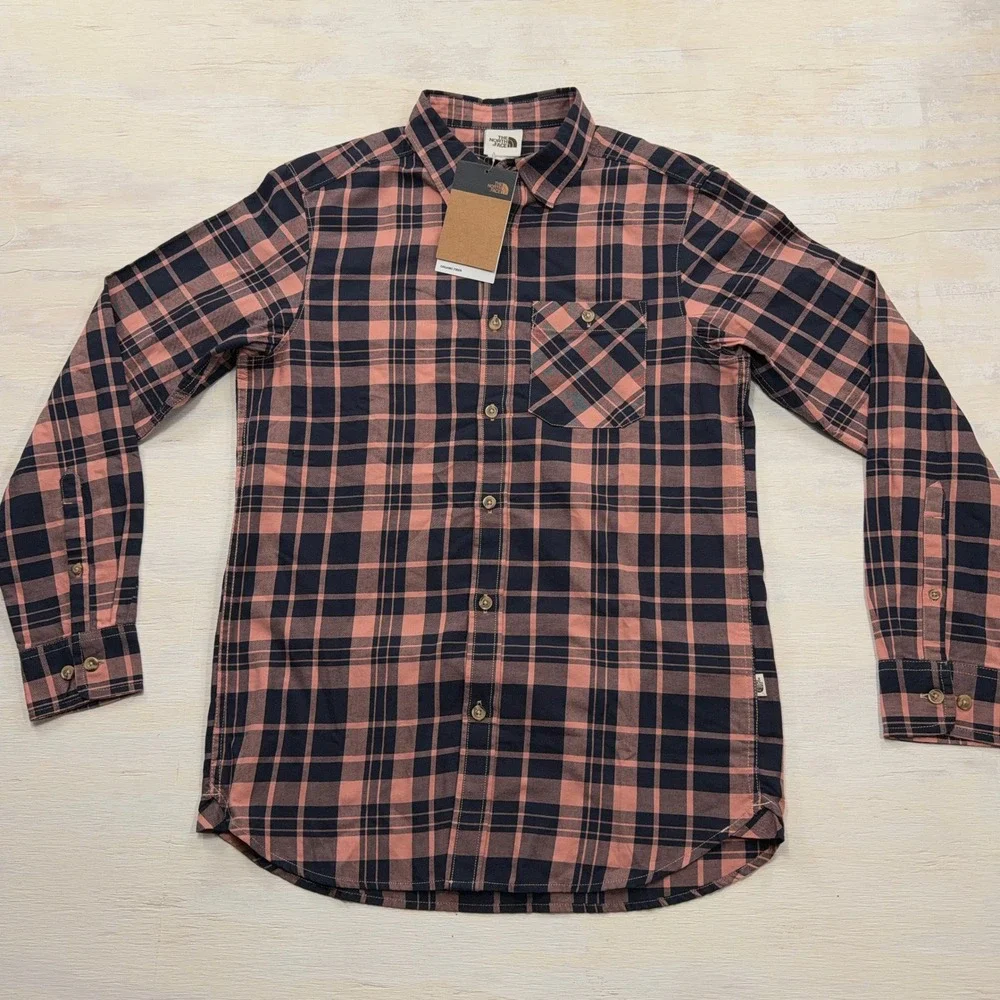 The North Face Shirt Hayden Pass 2.0 Plaid Flannel Pink Navy Mens Size S NWT
